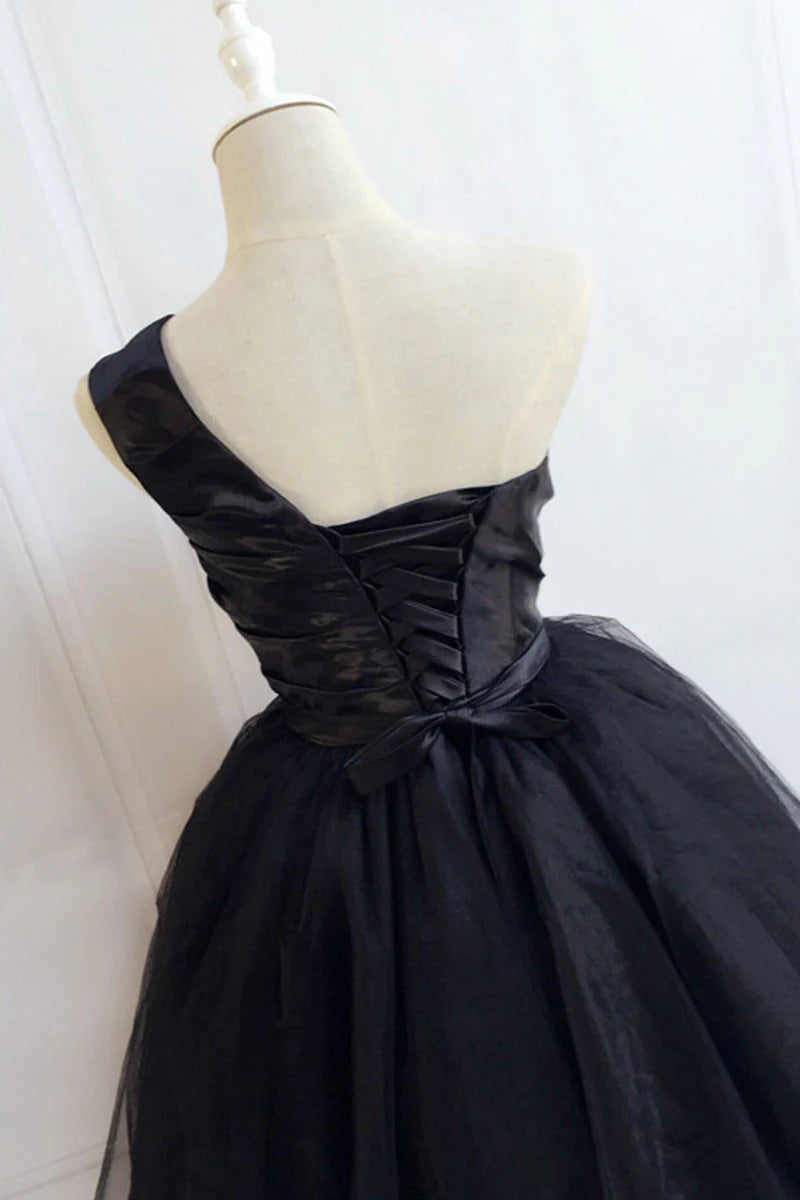Cute black short prom dress black homecoming dress