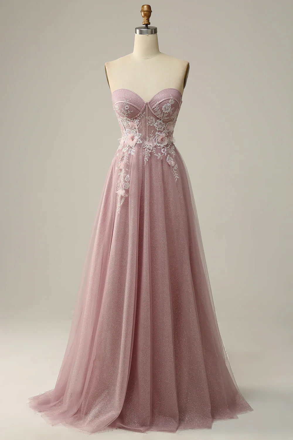 DingJiDress High Quality Dress Evening Dress Elegant A Line Off Shoulder Sweetheart Tulle Flower Sparkle Long Prom Dress