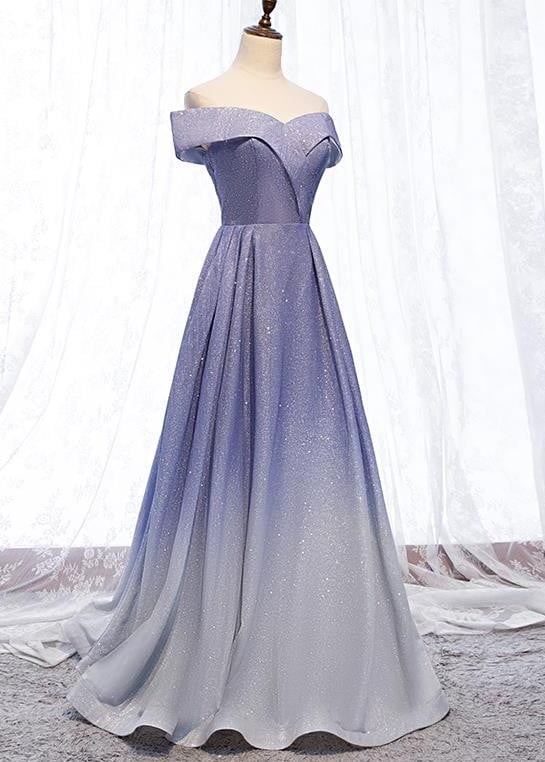 A-line Gradient Off Shoulder Long Party Dress Lace-up Formal Dress