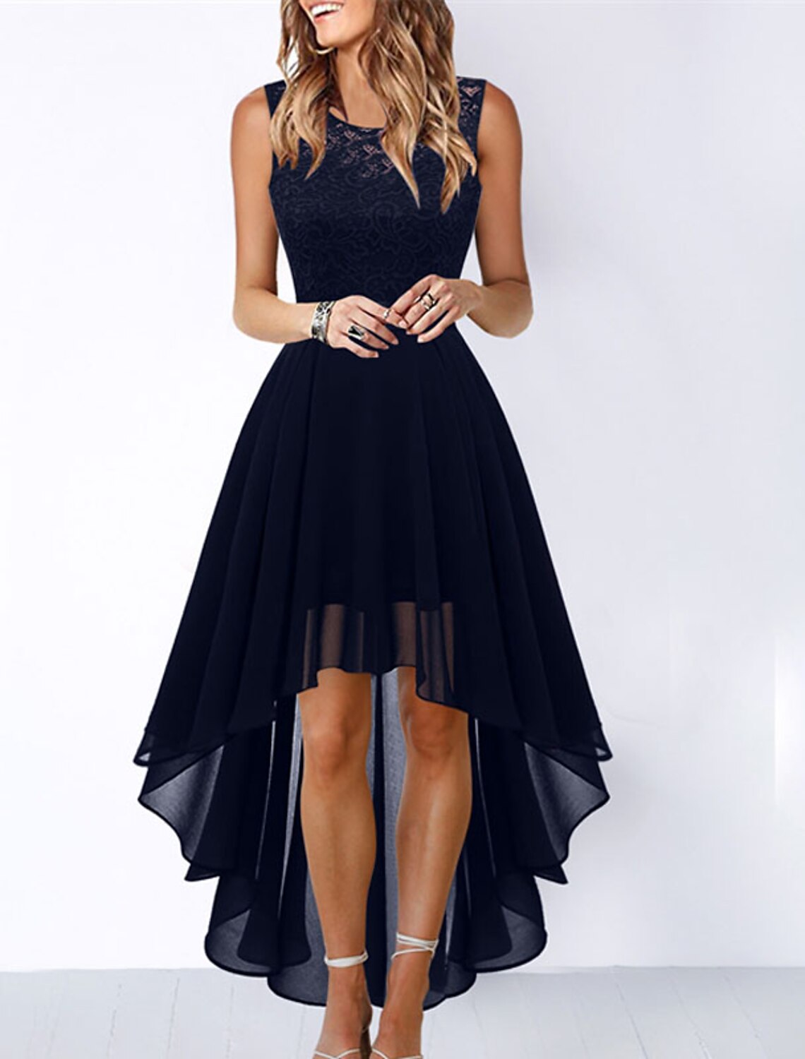 Women's Cocktail Party Dress Lace Dress Swing Dress Long Dress Maxi Dress Black Pink Wine Sleeveless Pure Color Lace Fall Spring Summer Crew Neck Fashion