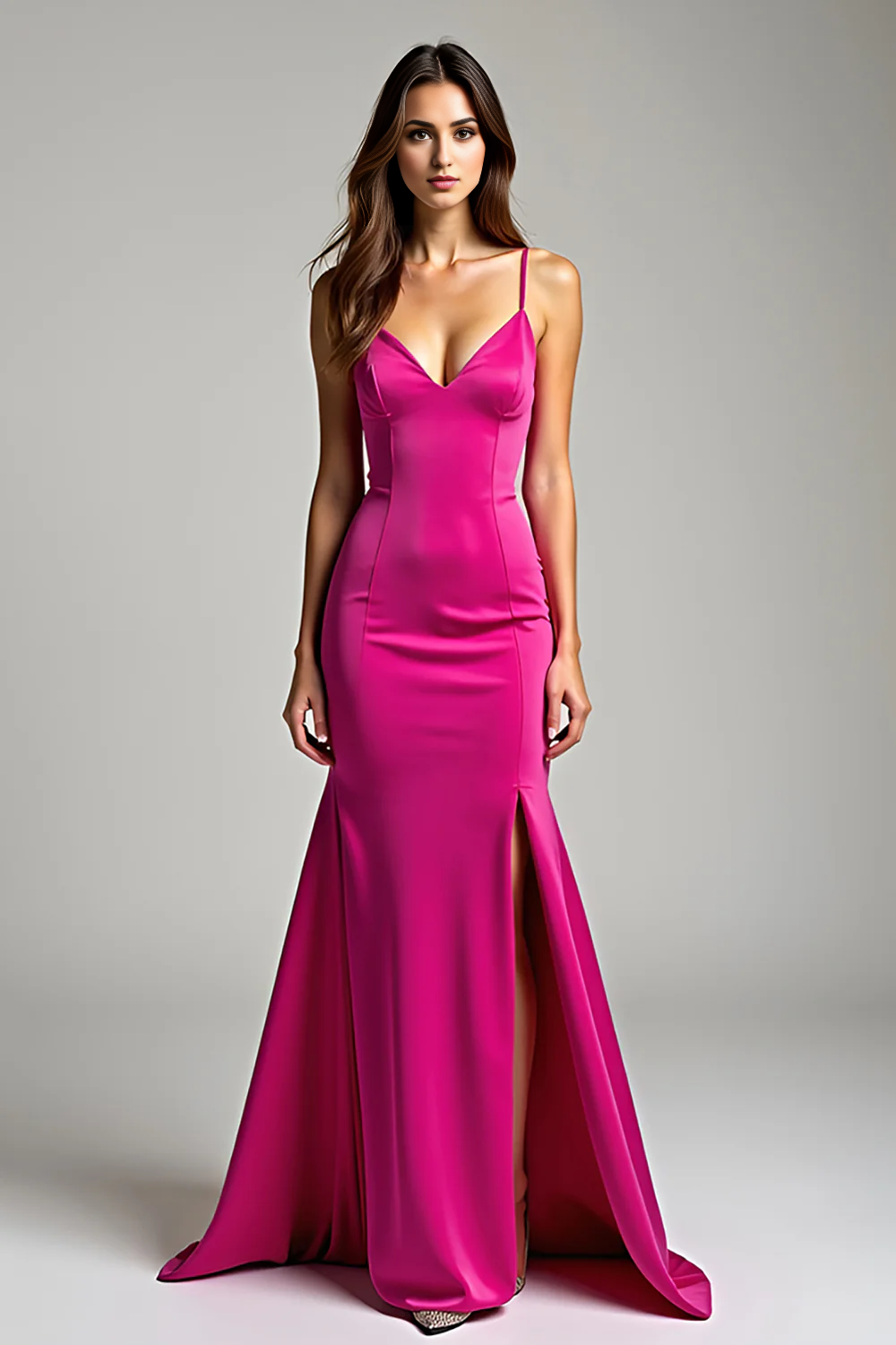 DingJiDress High Quality Dress Charming Sheath V Neck Spaghetti Strap Backless Long With Slit Fashion Prom Dress