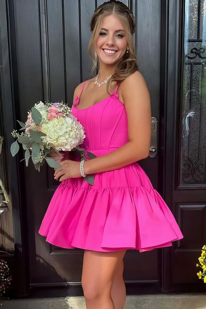 Corset Bodice Lace-Up A-Line Cocktail Dress with Ruffles ﻿