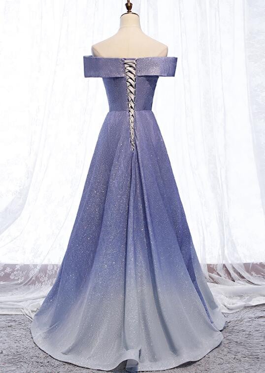 A-line Gradient Off Shoulder Long Party Dress Lace-up Formal Dress