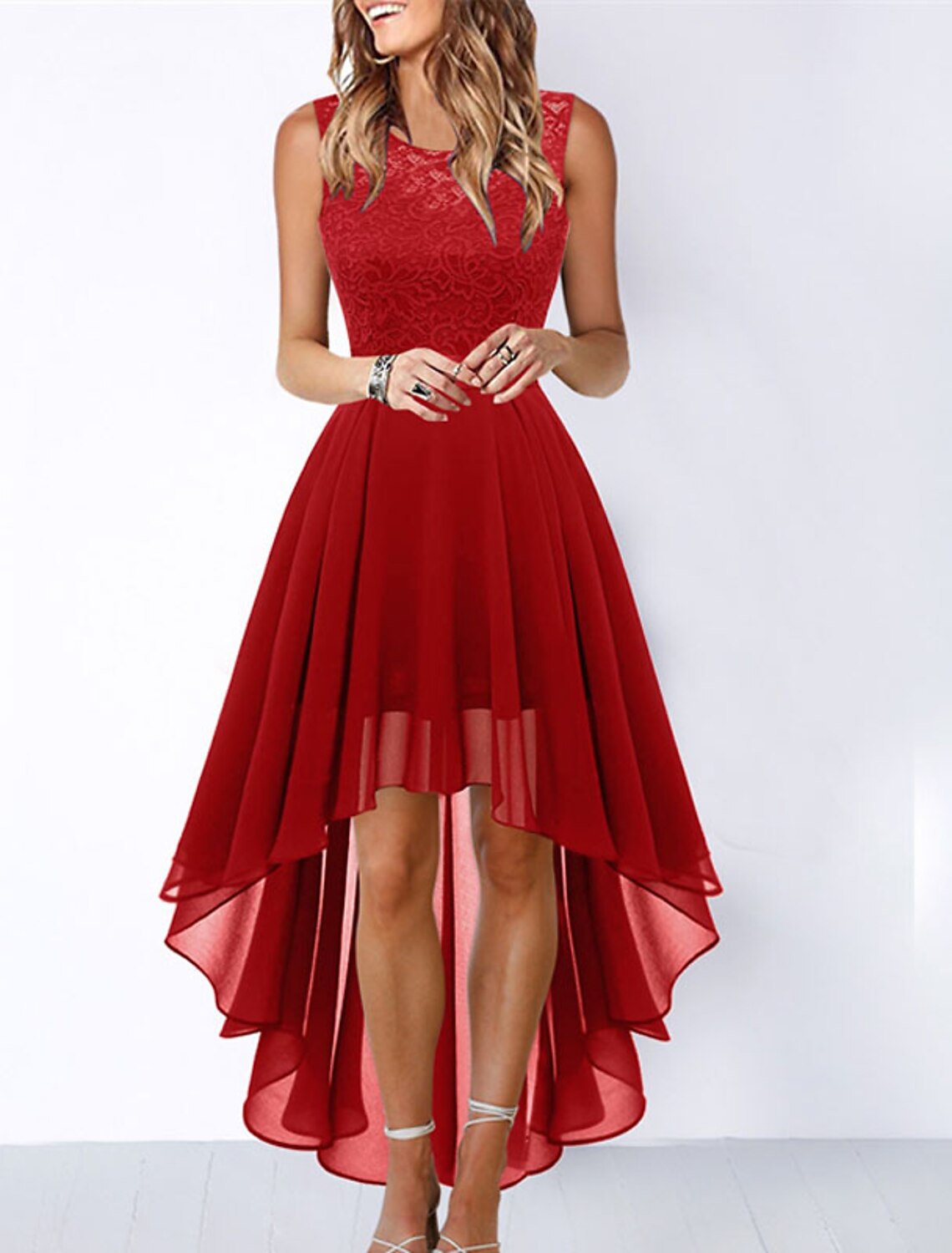 Women's Cocktail Party Dress Lace Dress Swing Dress Long Dress Maxi Dress Black Pink Wine Sleeveless Pure Color Lace Fall Spring Summer Crew Neck Fashion