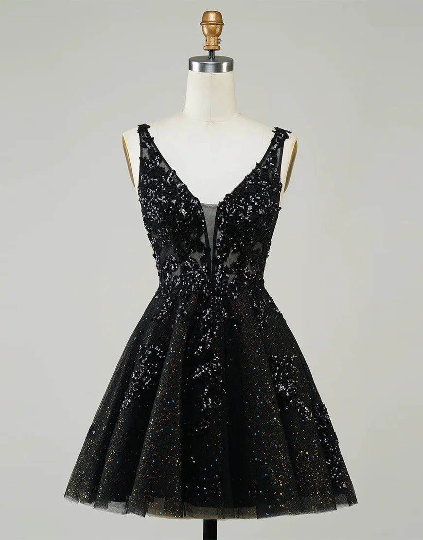 Light purple short A-line mini chiffon party dress