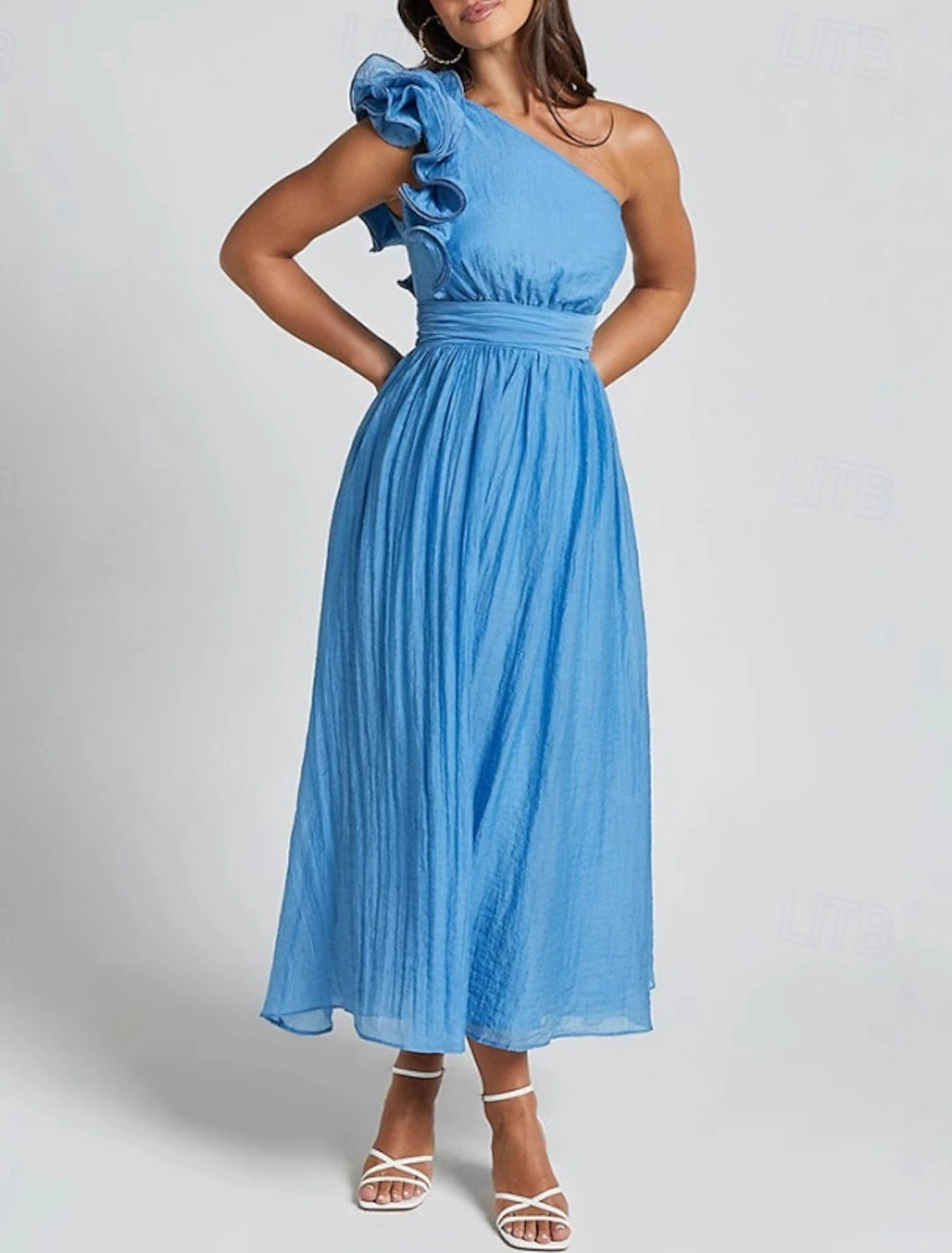 Women's Midi Dress Sundress A Line Dress Fit And Flare Dress Vacation Casual Outdoor Party Going out Regular Fit Solid Color Sleeveless V Neck White Pink Blue Summer