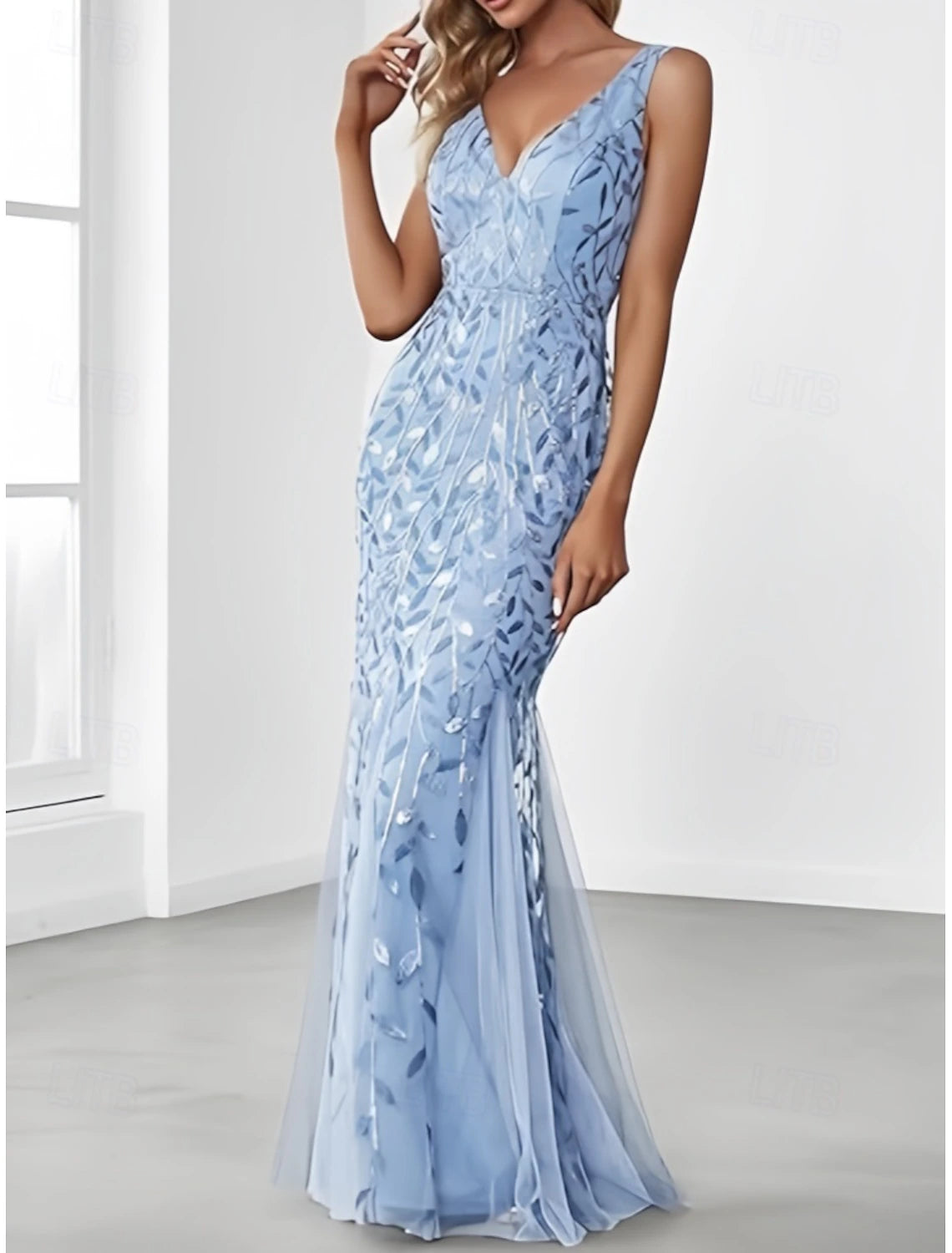 Mermaid / Trumpet Mother of the Bride Dress Wedding Guest Elegant V Neck Floor Length Lace Sleeveless with Lace