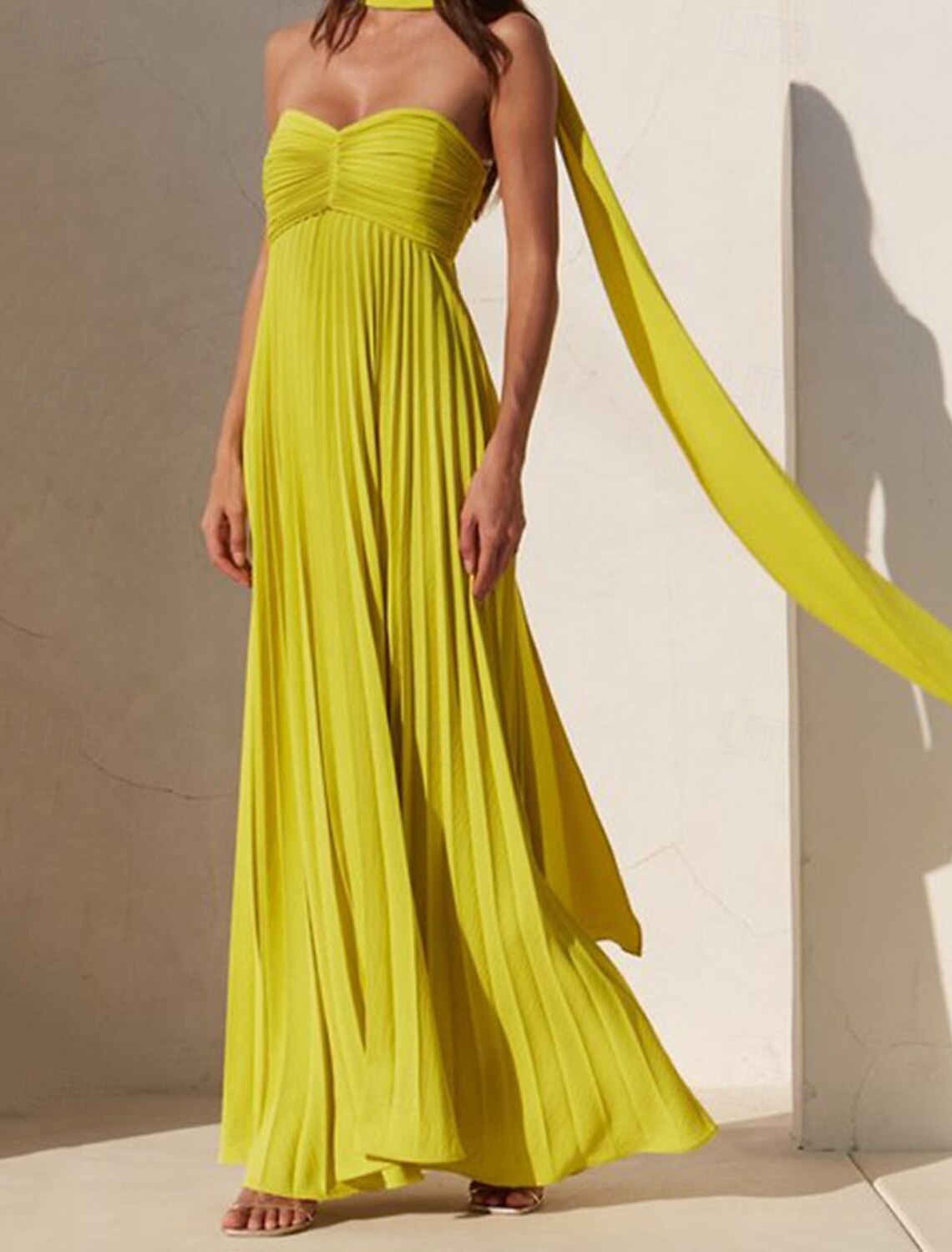 Women's Long Dress Maxi Dress Casual Dress Swing Dress Fashion Outdoor Party Evening Party Regular Fit Plain Sleeveless Strapless Yellow Pink Blue Summer