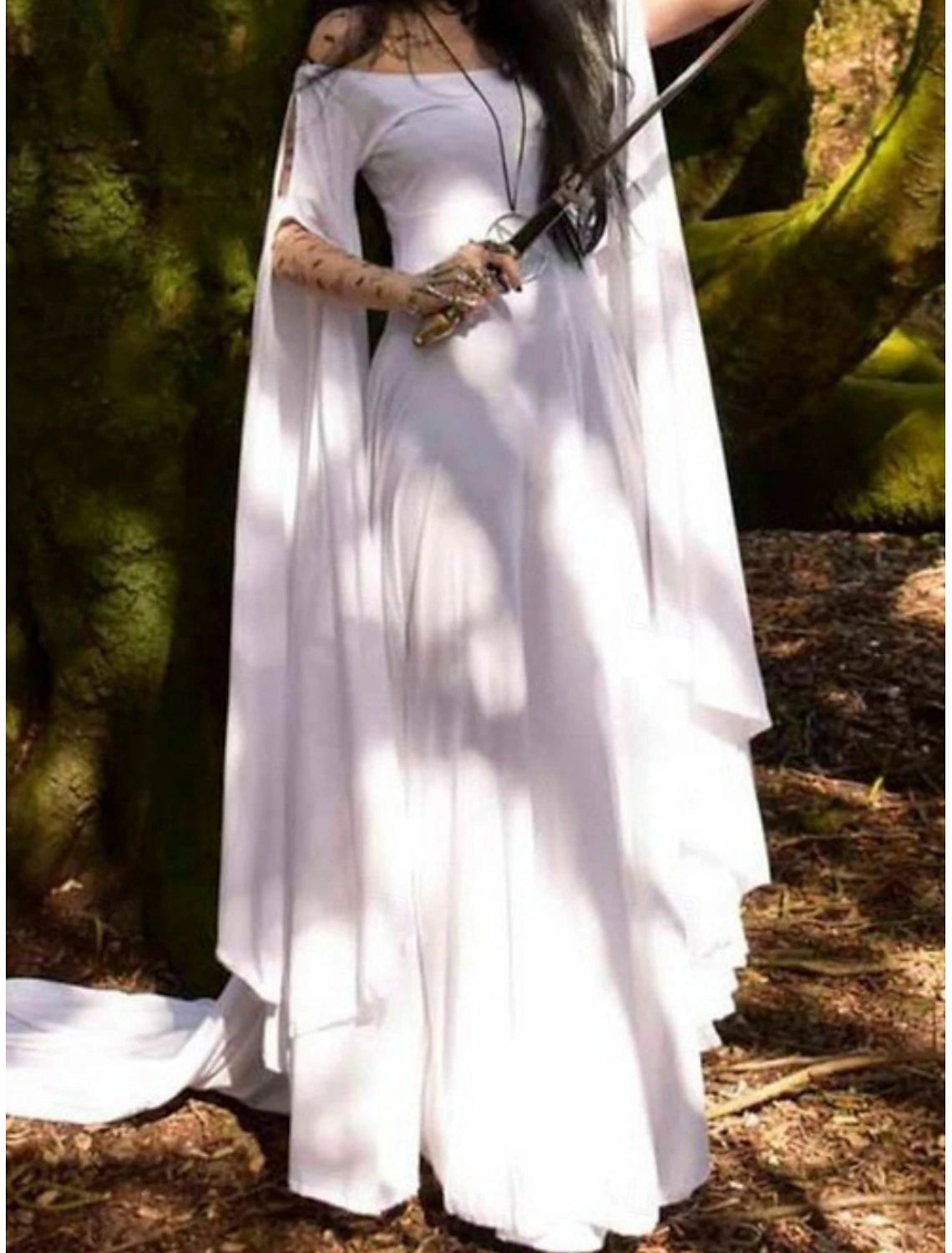 Women's Maxi Dress A Line Dress Off The Shoulder Dress Casual Party Going out Beach Regular Fit Solid Color 3/4 Length Sleeve Off Shoulder Light Blue White Purple Orange Summer