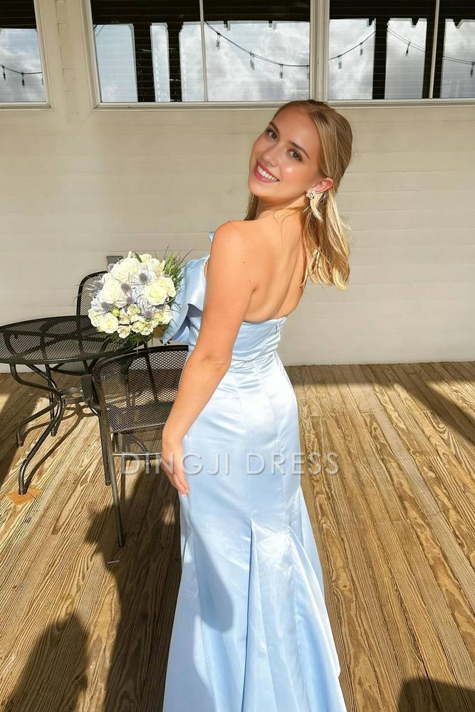 DingJiDress Formal Dress Elegant Mermaid Bow Strapless Empire Backless Cute Prom Dress