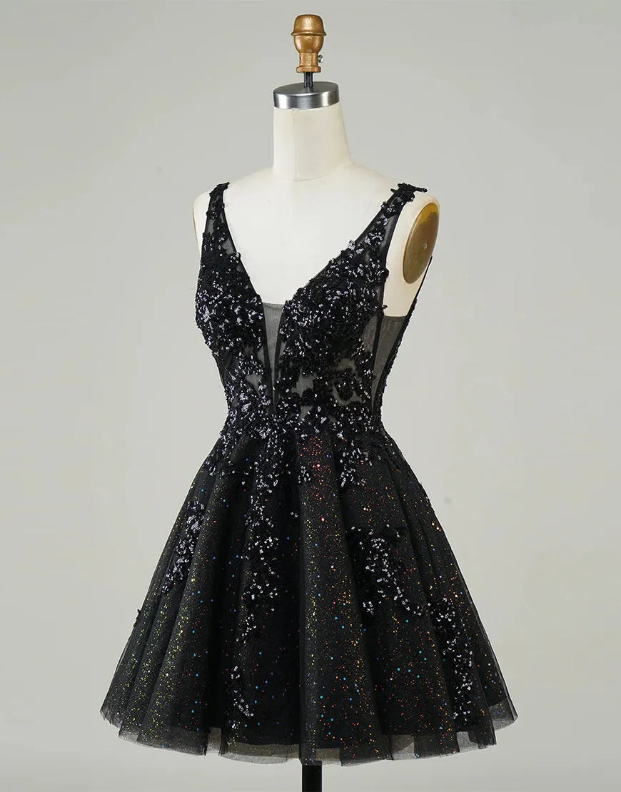 Light purple short A-line mini chiffon party dress