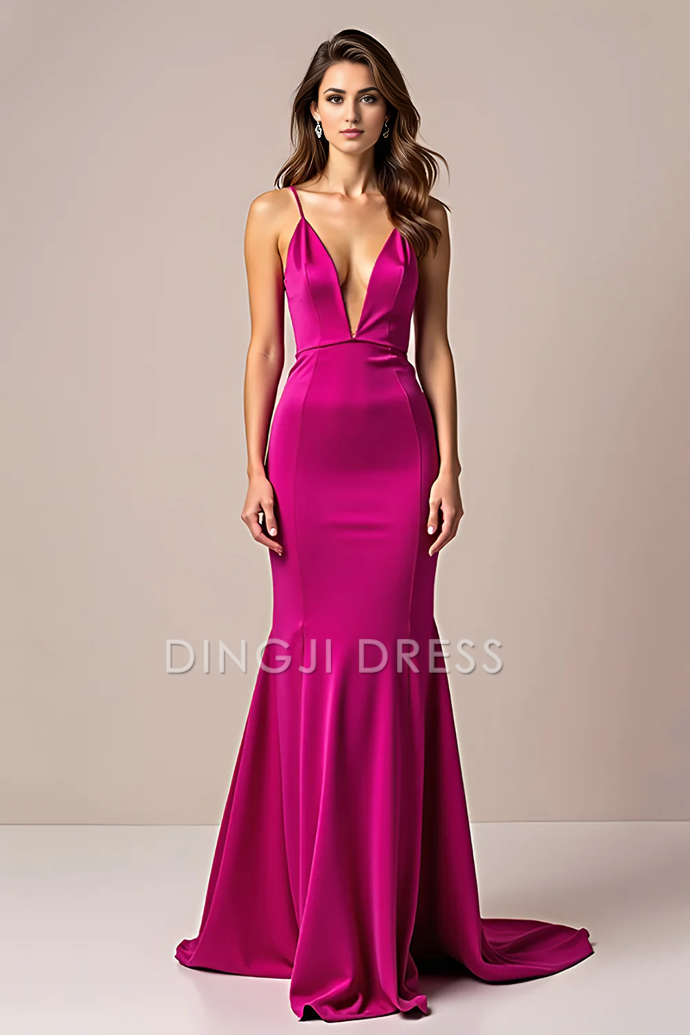 DingJiDress High Quality Dress Charming Mermaid Deep V-Neck Spaghetti Strap Backless Long Prom Dress