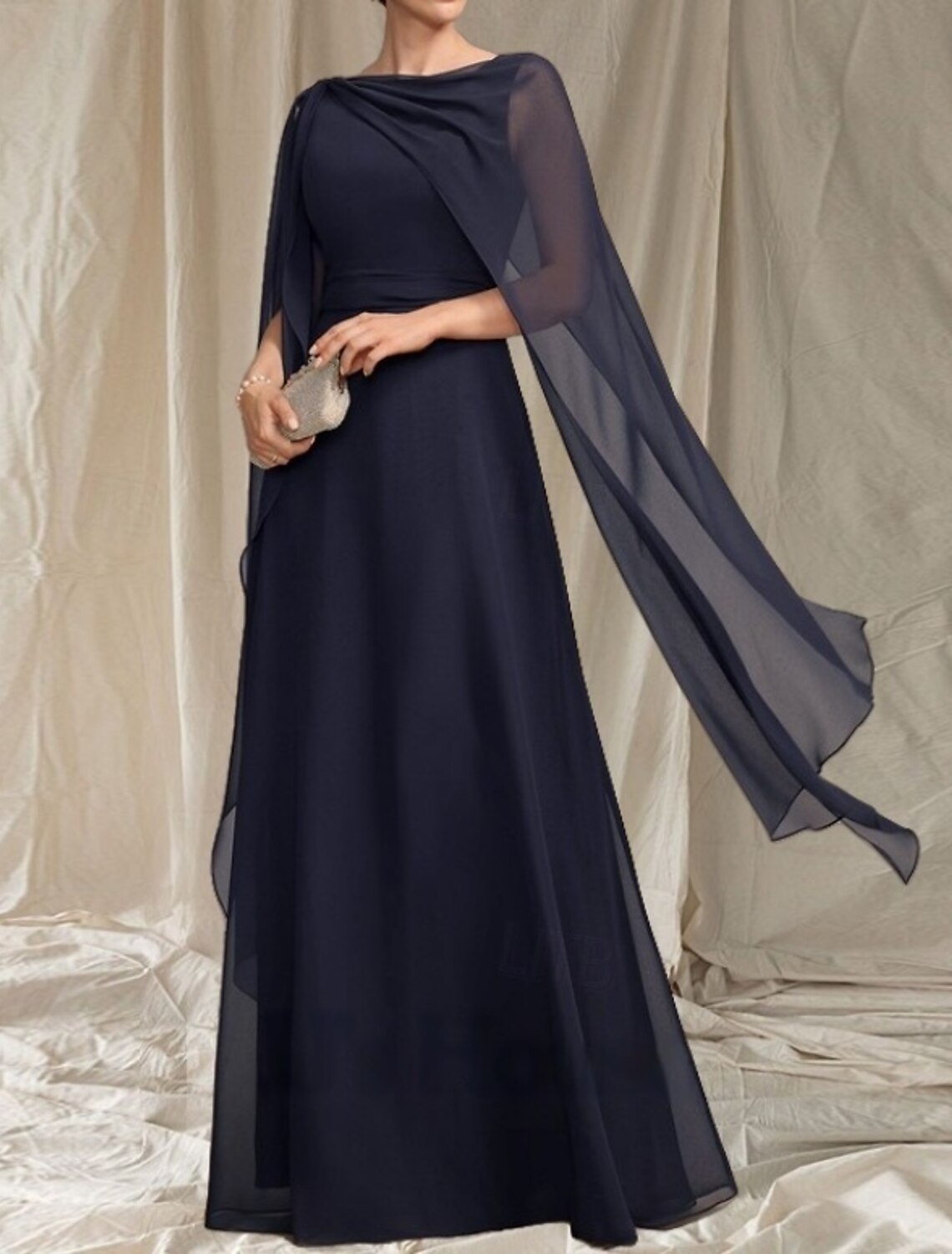 A-Line Mother of the Bride Dress Wedding Guest Elegant Crew Neck Floor Length Chiffon Sleeveless with Sash / Ribbon Ruffles Ruching