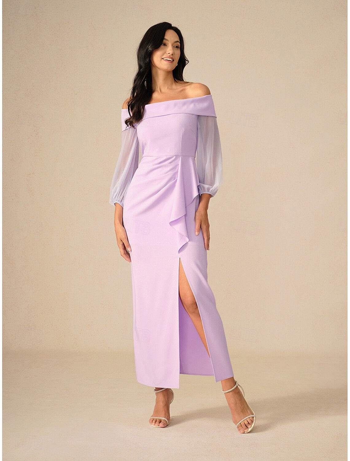 Women's Maxi Dress Cocktail Dress Bodycon Elegant Party Regular Fit Solid Color Long Sleeve Off Shoulder Light Purple Summer Spring Fall Winter