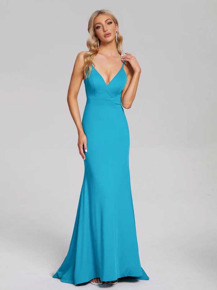 Simple Mermaid Backless Spandex Prom Dress