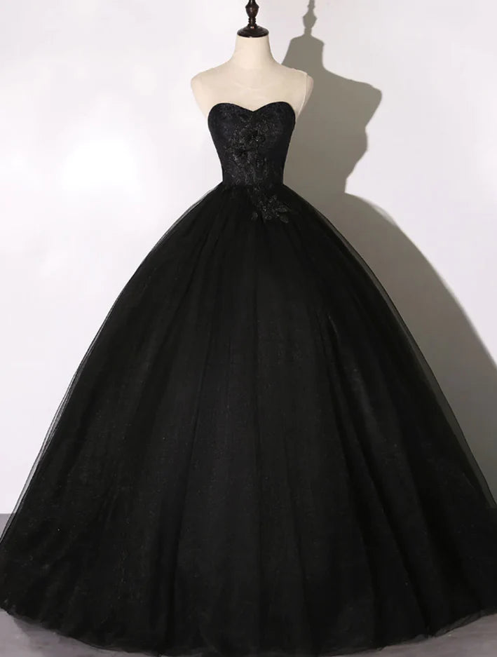 Black Long Prom Dresses, Black Lace Formal Evening Dress