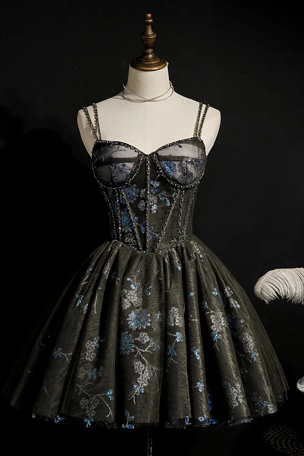 A-Line Sequins Lace Up Ball Gown Tulle Homecoming Dresses ﻿