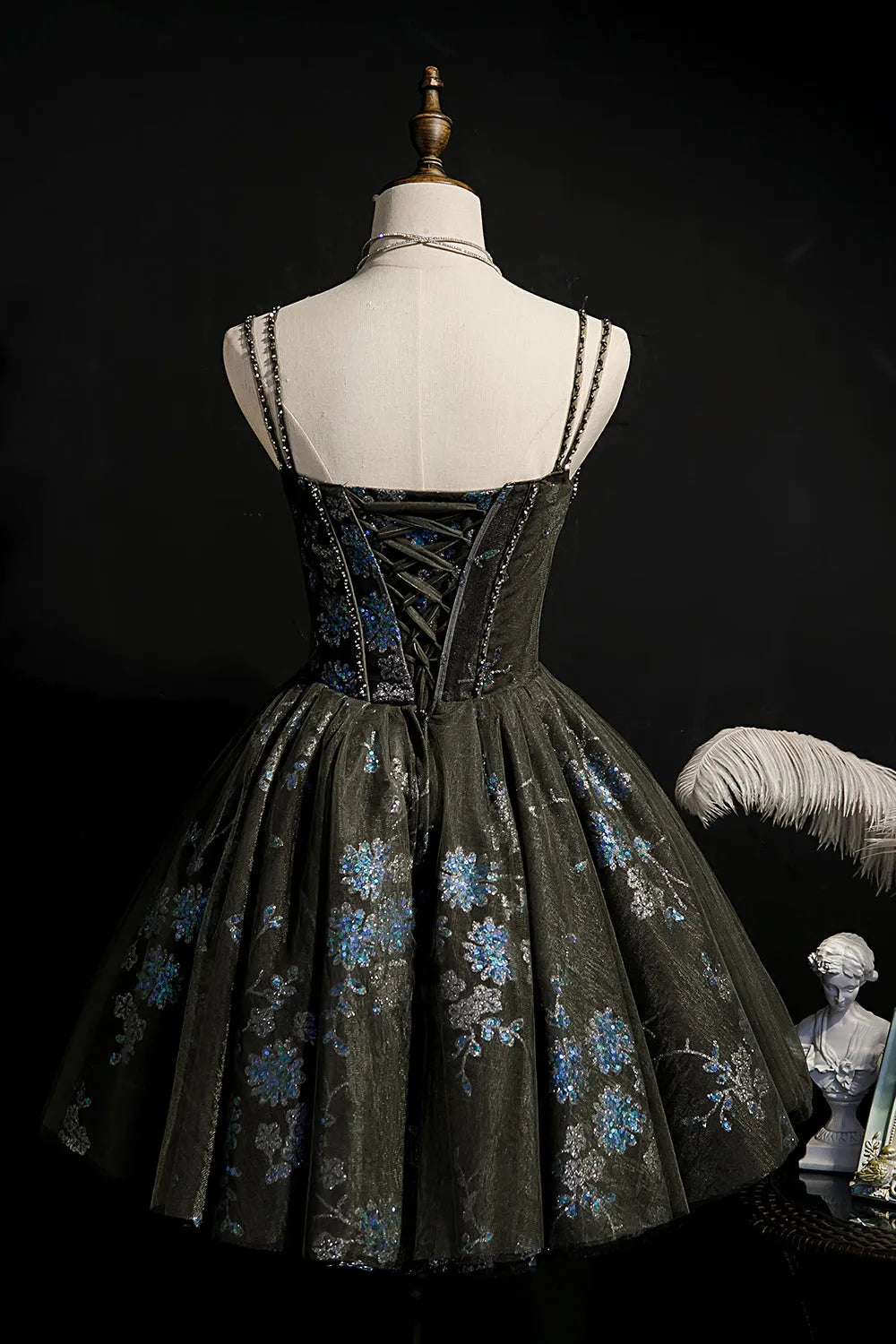 A-Line Sequins Lace Up Ball Gown Tulle Homecoming Dresses ﻿