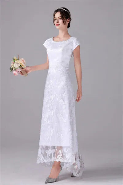 A-Line Short sleeves Asymmetrical Ankle Length Bateau mother's dress