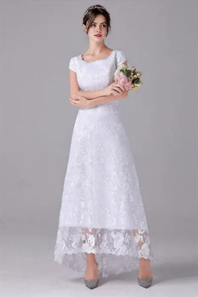 A-Line Short sleeves Asymmetrical Ankle Length Bateau mother's dress