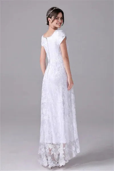 A-Line Short sleeves Asymmetrical Ankle Length Bateau mother's dress