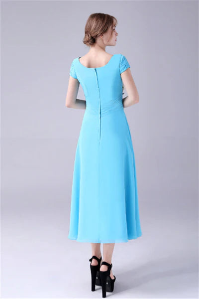 A-Line Short sleeves Square Sequined Knee-length Applique mother's dress