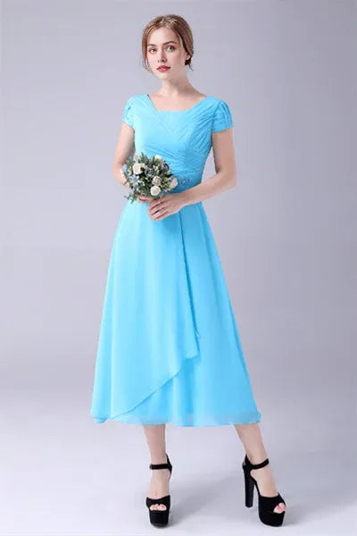 A-Line Short sleeves Square Sequined Knee-length Applique mother's dress