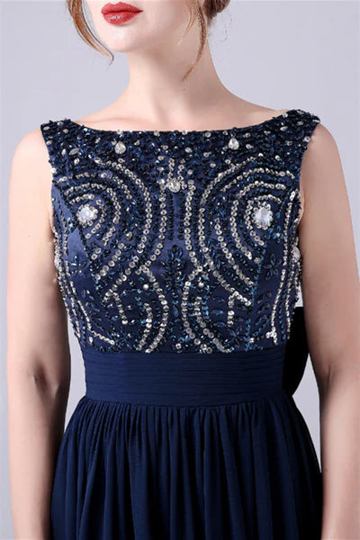 A-Line sleeveless Ankle-length Sequined beading Flower mother's dress