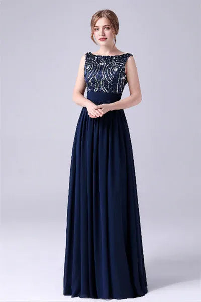 A-Line sleeveless Ankle-length Sequined beading Flower mother's dress