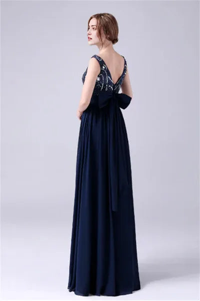 A-Line sleeveless Ankle-length Sequined beading Flower mother's dress