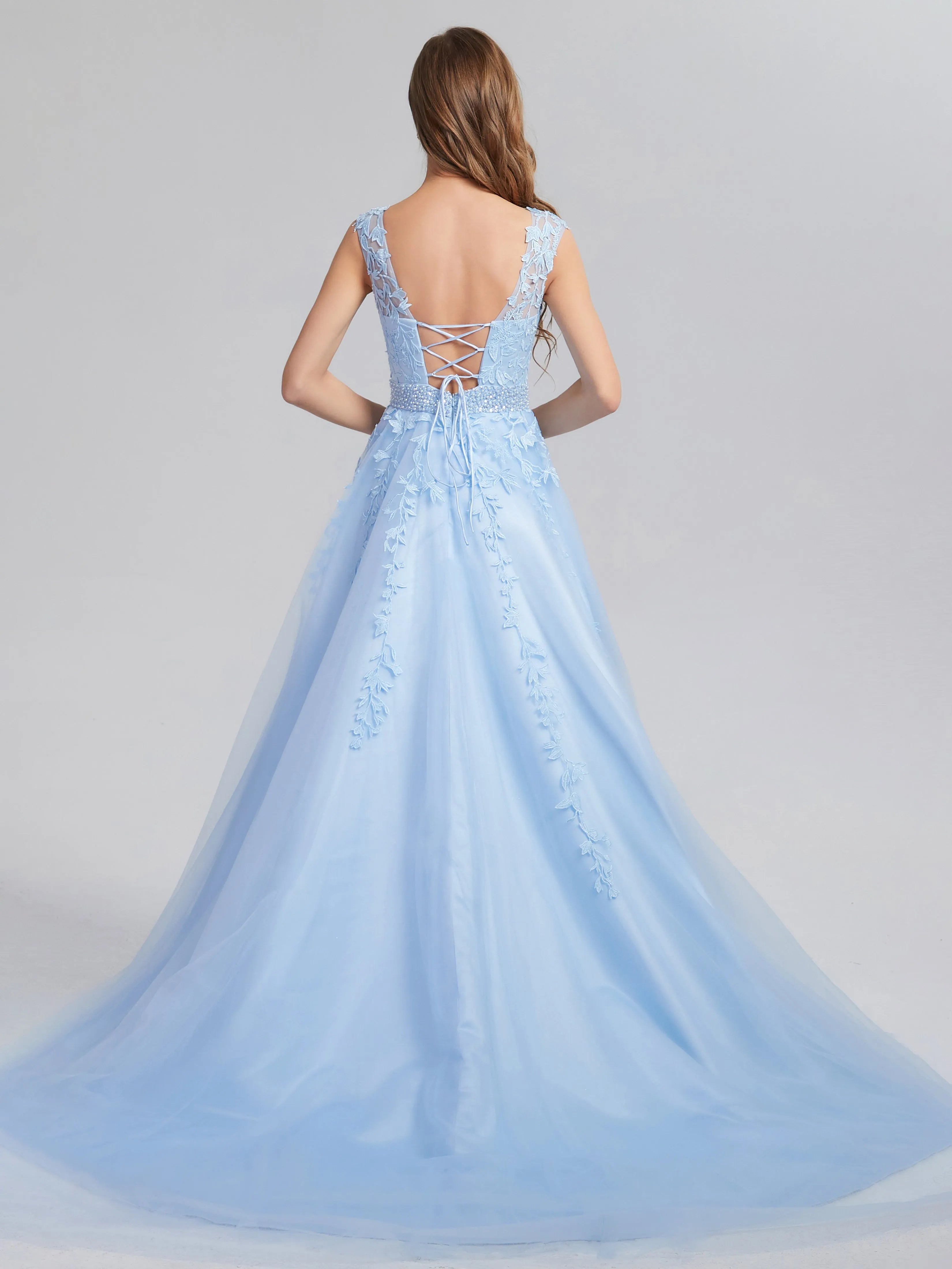 A-line Lace Appliques Formal Wedding Guest Dresses