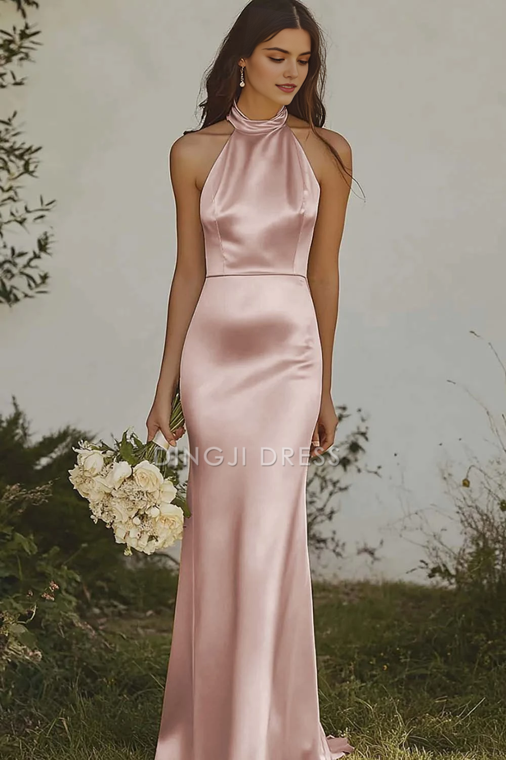 DingJiDress Hot Sale Prom Dress Mermaid Halter Sleeveless Backless Elegant Long Formal Dresses