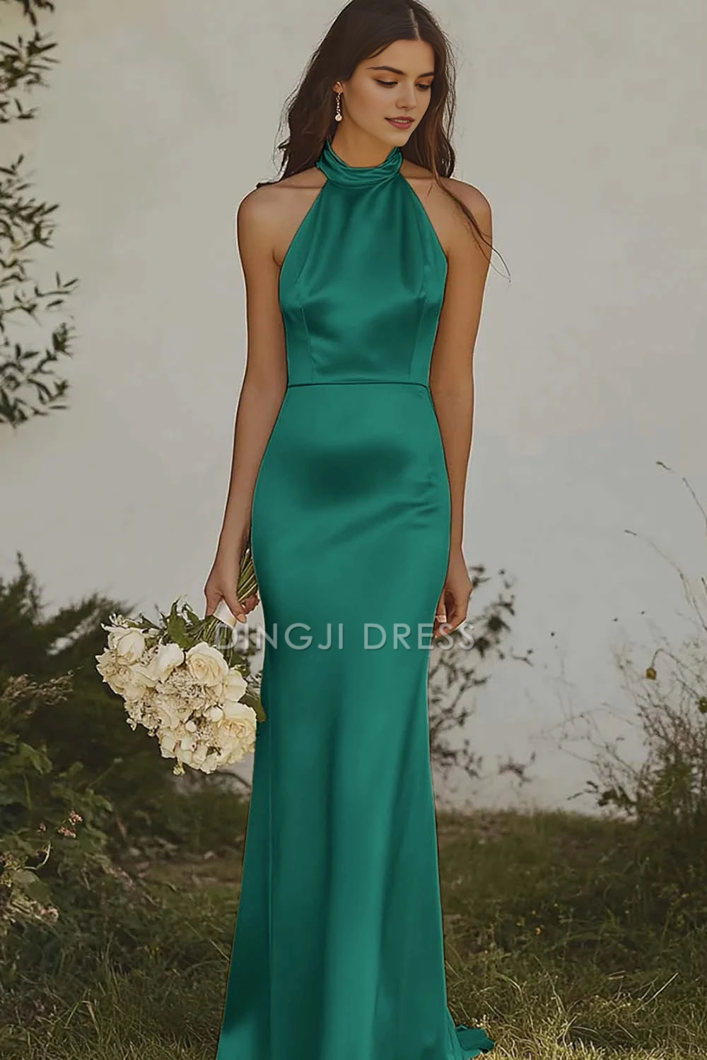 DingJiDress Hot Sale Prom Dress Mermaid Halter Sleeveless Backless Elegant Long Formal Dresses
