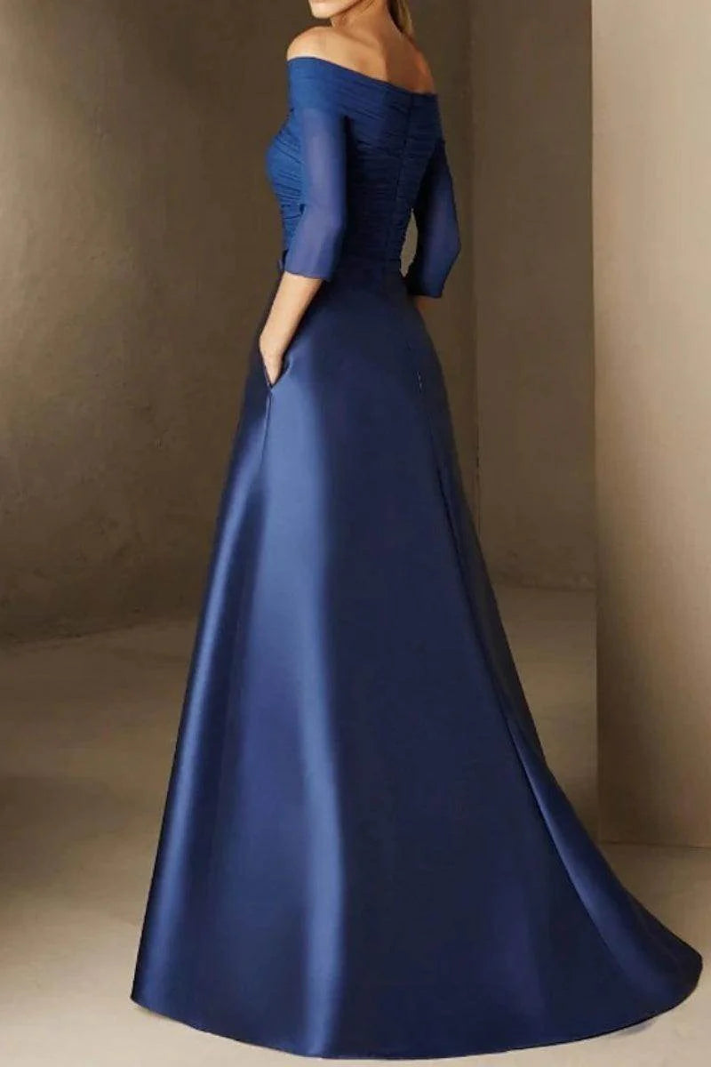 A Line Off The Shoulder Short Sleeves Applique Mother Dresses