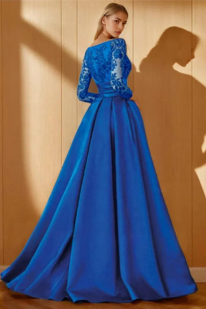 A Line Off the Shoulder 3/4 Length Sleeves Floor Length Mother Dresses