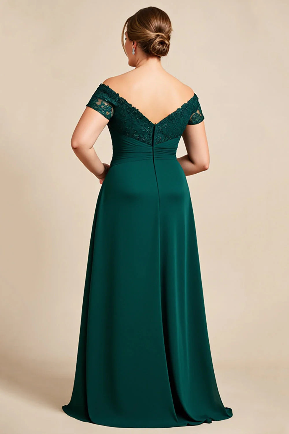 A Line Off the Shoulder Long Plus Size Mother of the Bride Dress