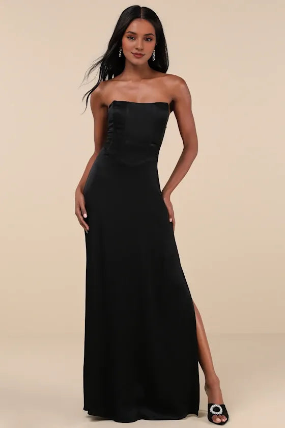 Aqua Blue Satin Strapless Evening Dresses