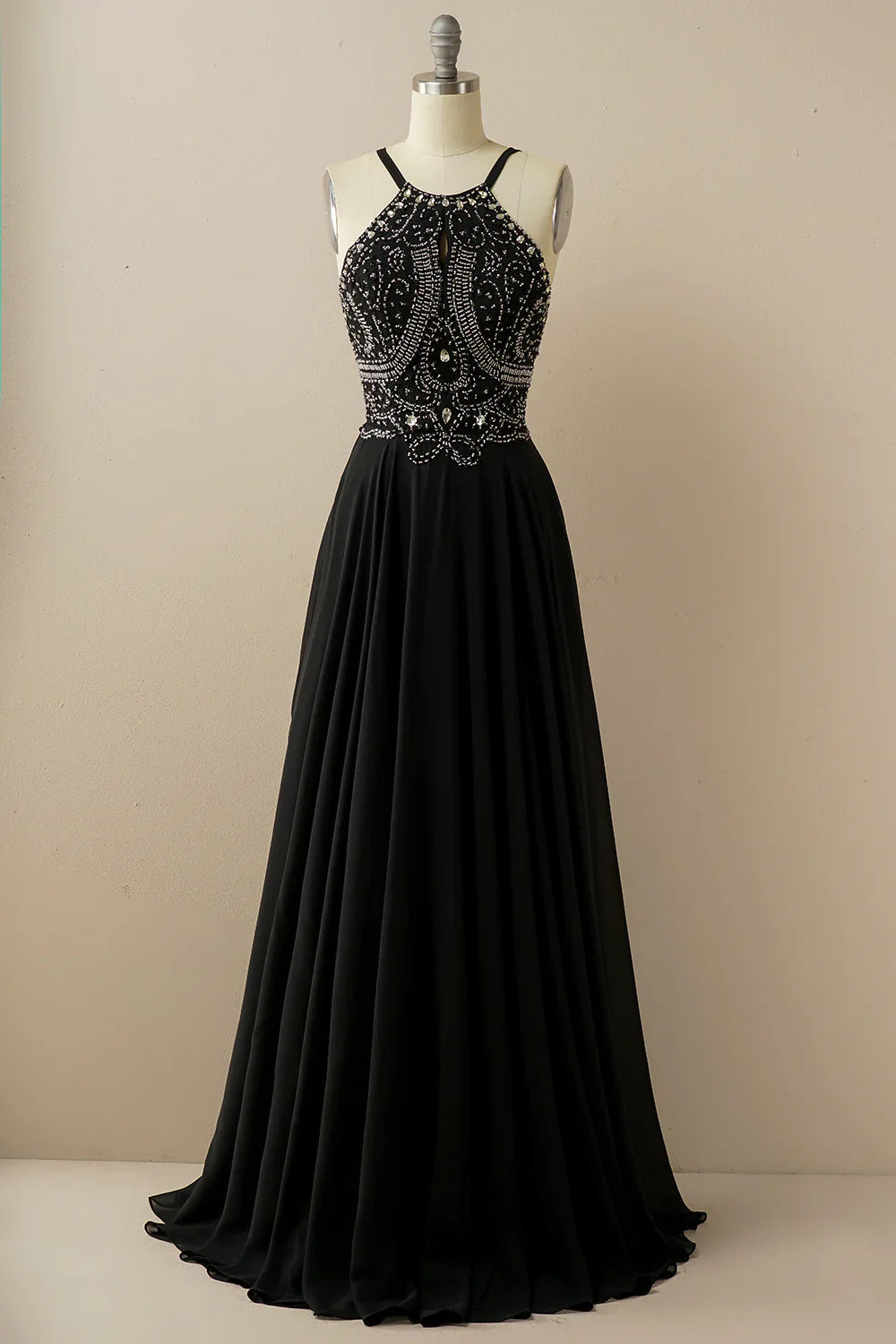 DingJiDress Halter Beaded Backless Prom Dress