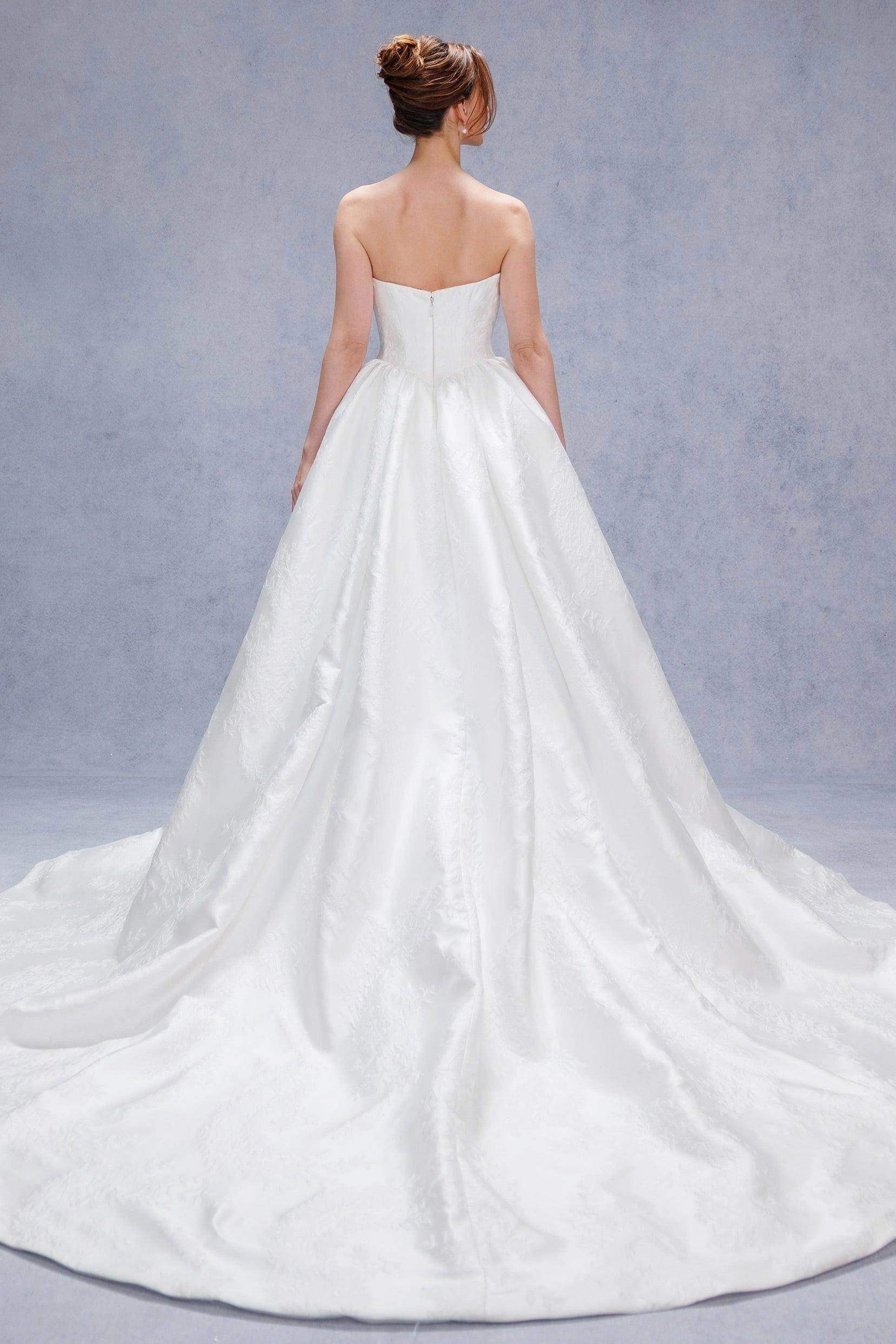Ball Gown Court Train Jacquard Satin Wedding Dress