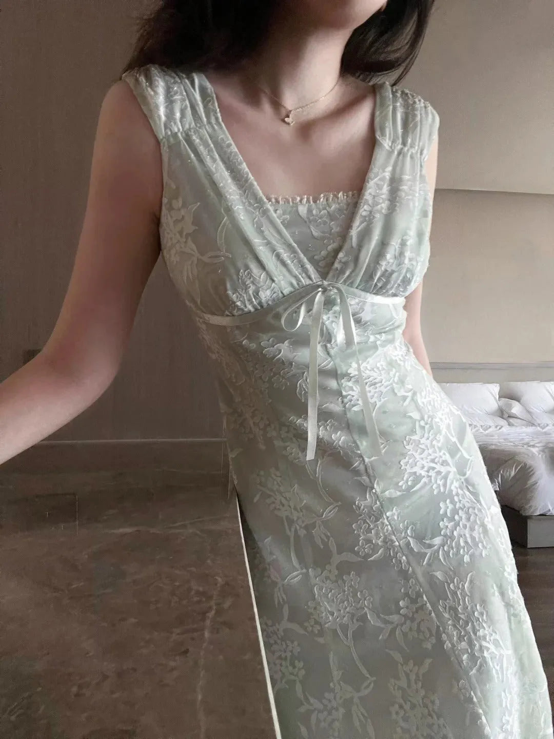 Beautiful Light Green Sleeveless Lace Elegant Birthday Party Homecoming Dress