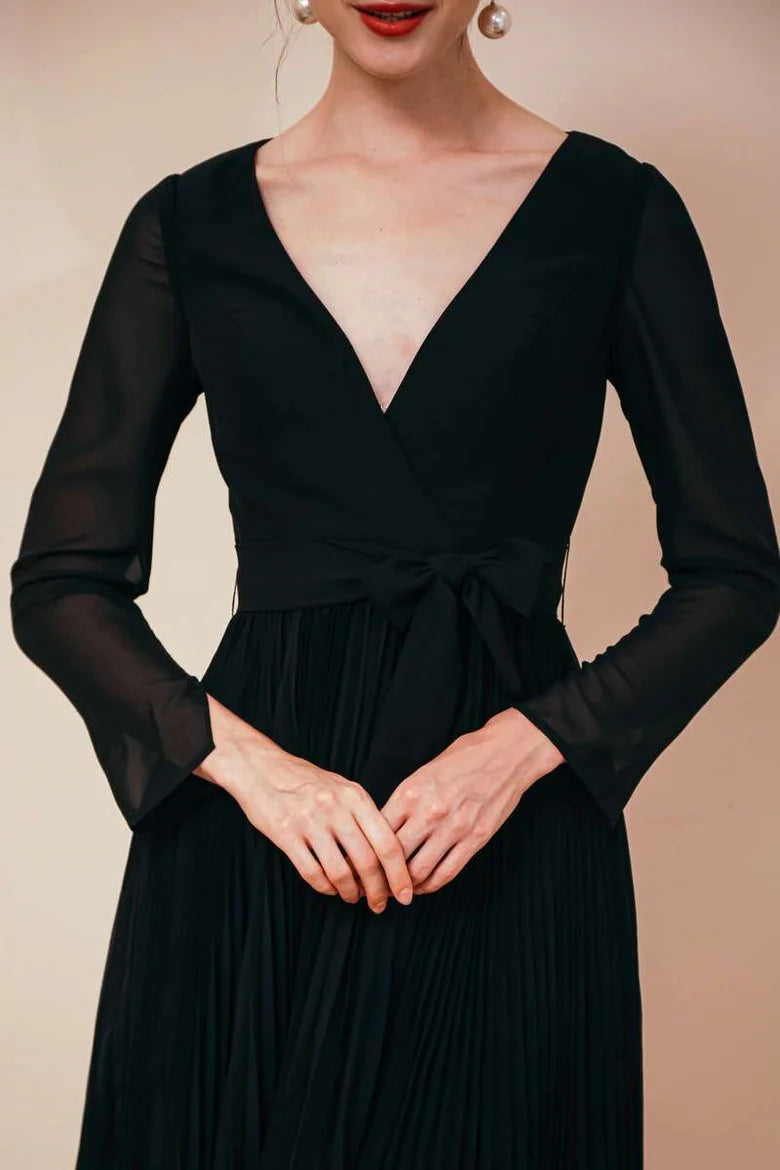 Black Chiffon Long Sleeve A-line Mother of the Bride Dresses