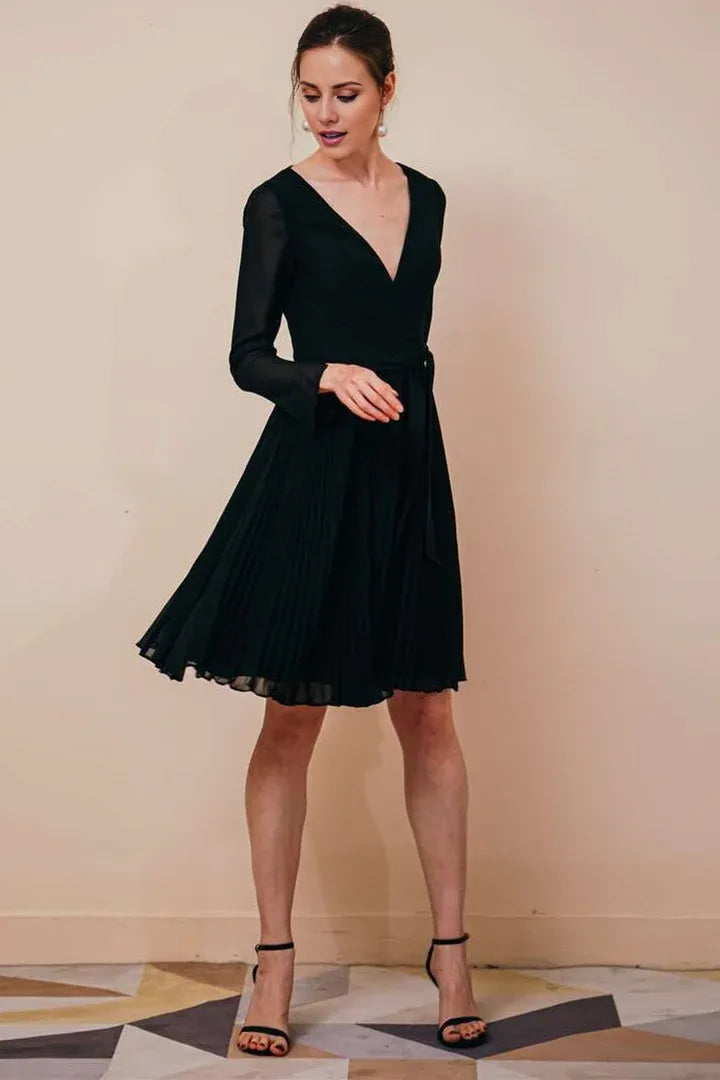 Black Chiffon Long Sleeve A-line Mother of the Bride Dresses