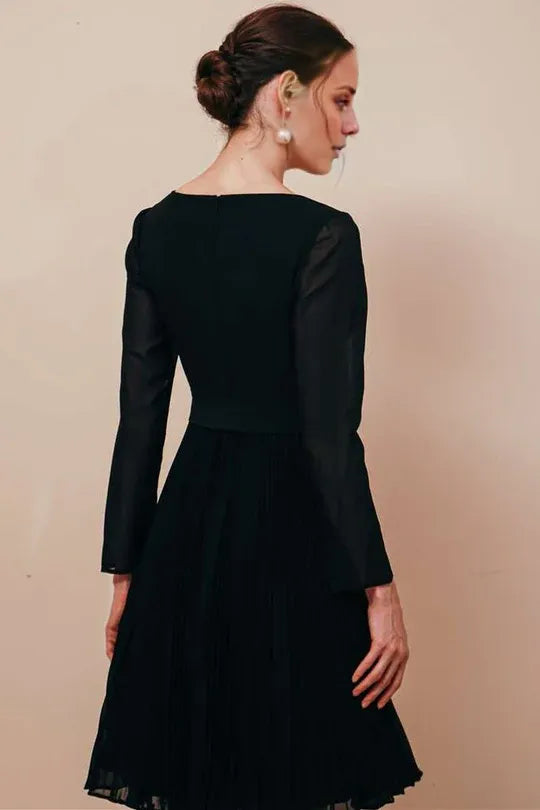 Black Chiffon Long Sleeve A-line Mother of the Bride Dresses