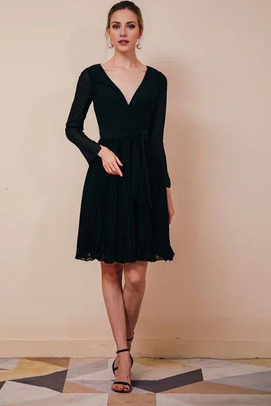Black Chiffon Long Sleeve A-line Mother of the Bride Dresses