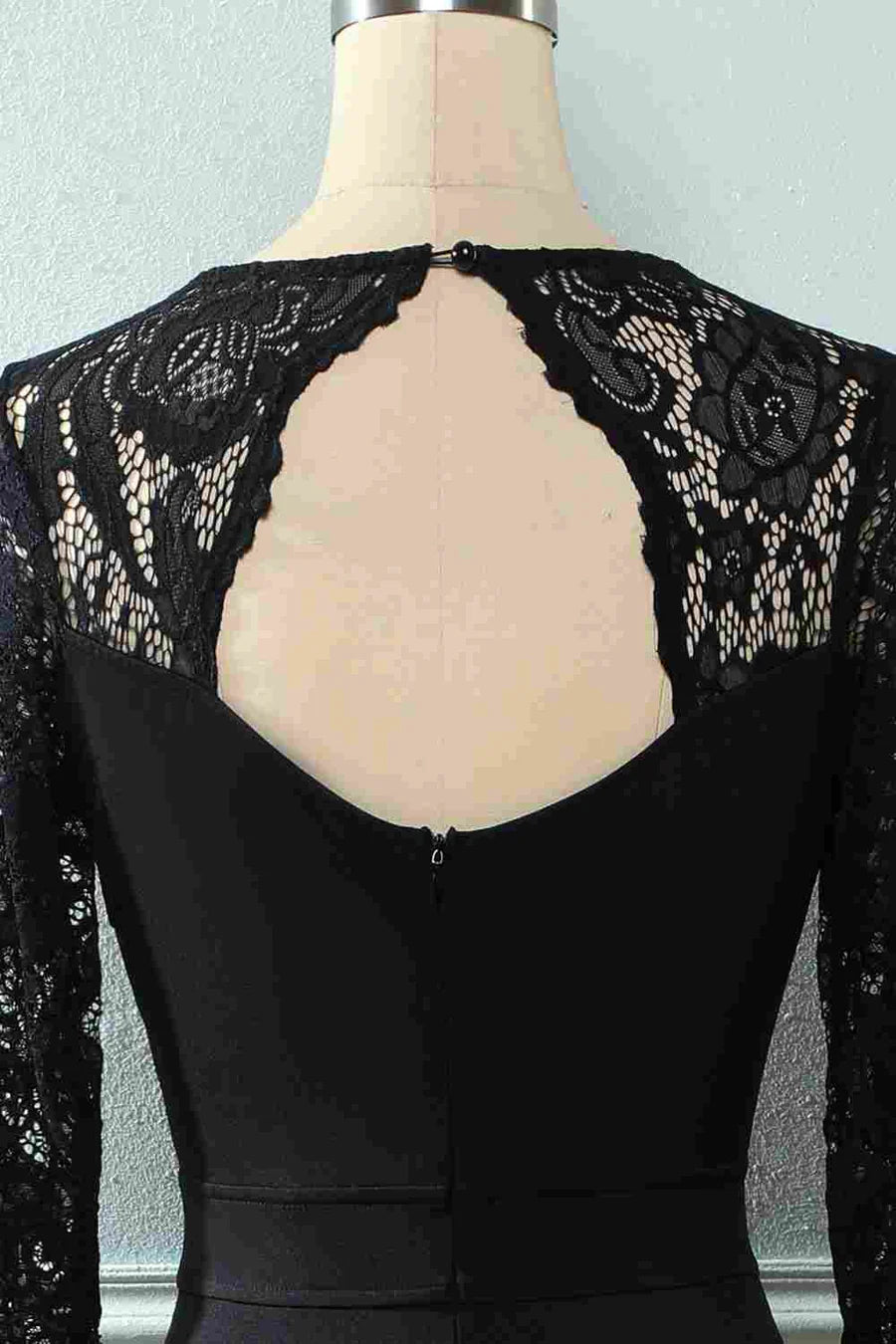 Black Lace Long Sleeve Mother of the Groom Dress