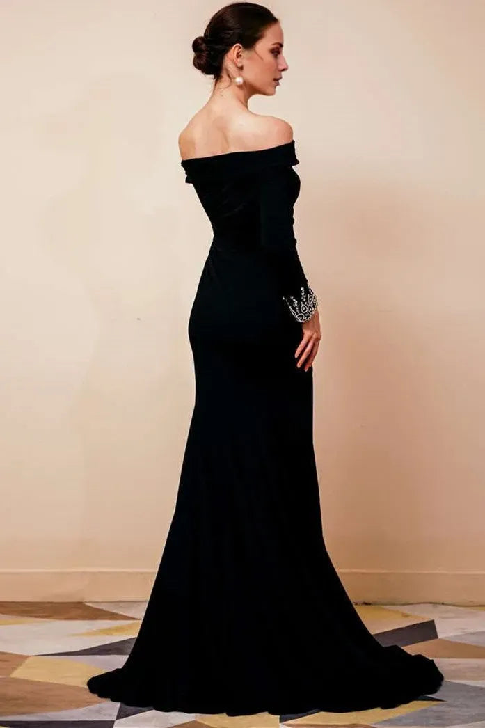 Black Off-the-shoulder Mother of the Bride Dresses