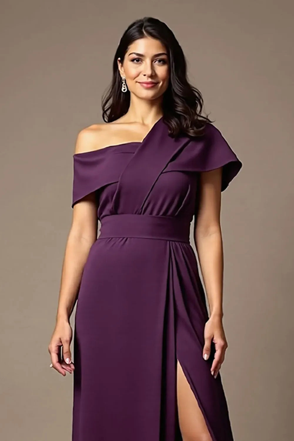 Black Off The Shoulder A Line Mother Of The Bride Dress With Slit