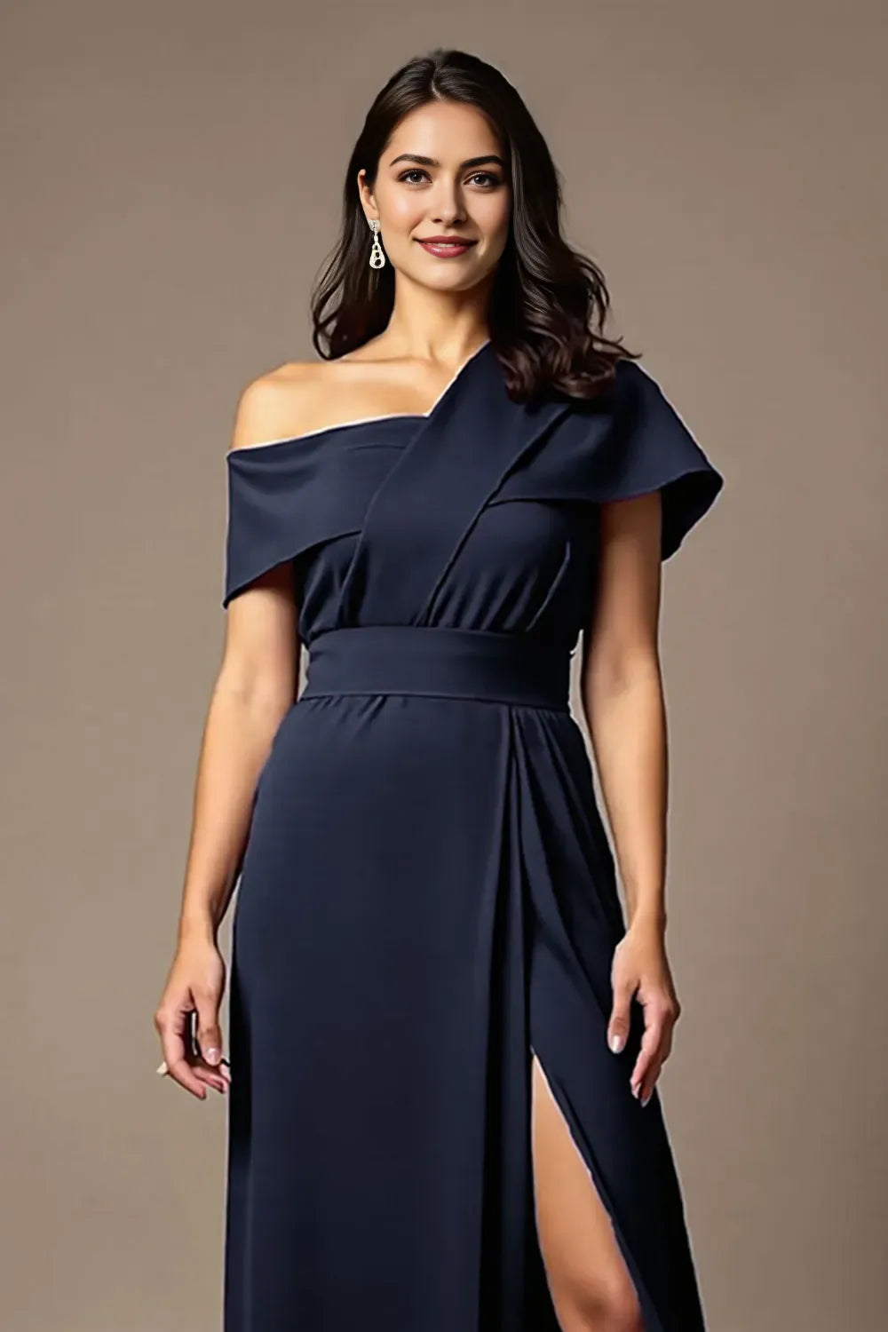Black Off The Shoulder A Line Mother Of The Bride Dress With Slit
