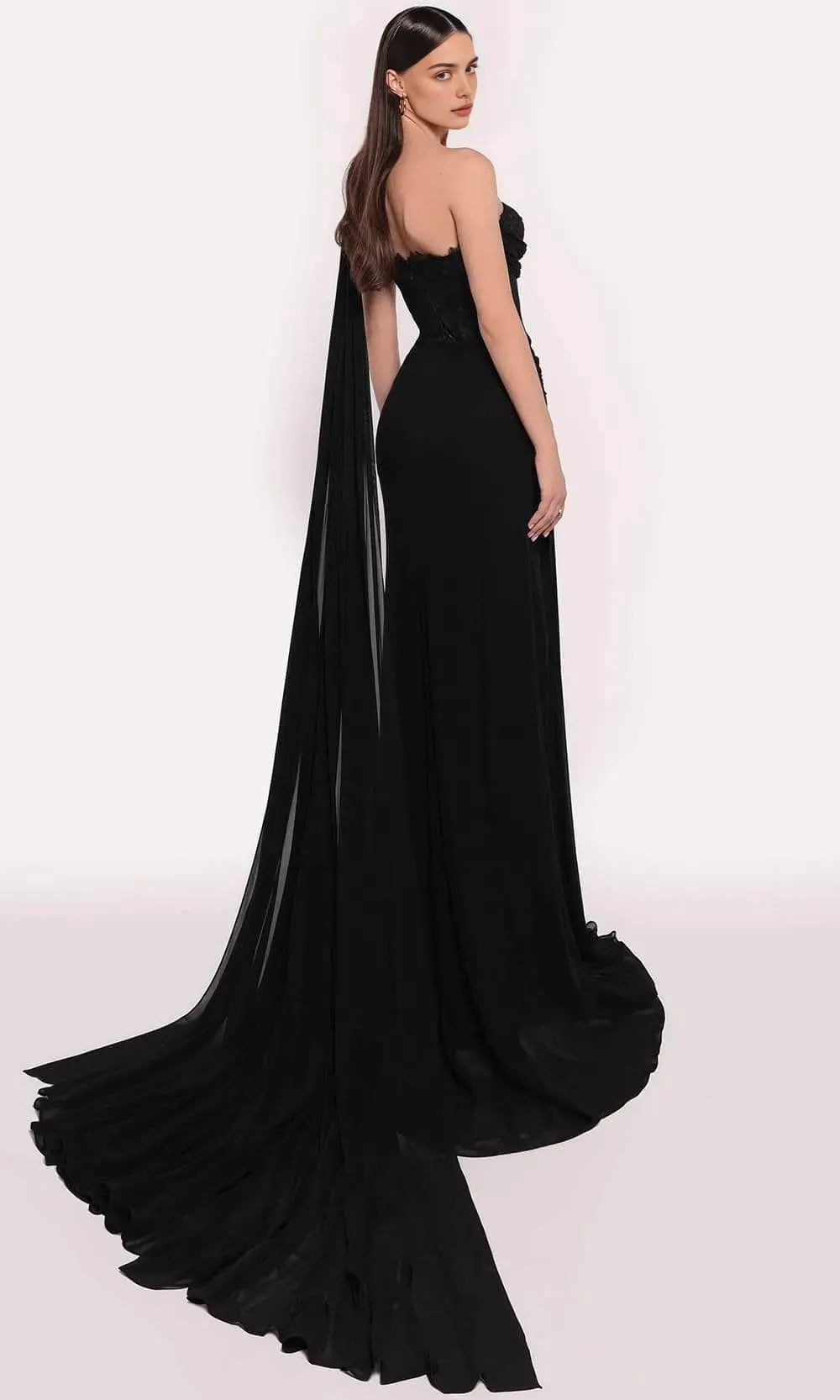 Black One - Shoulder Evening Dresses with Lace Corset Bodice Draped Silhouette and Dramatic Train for High - End Occasions