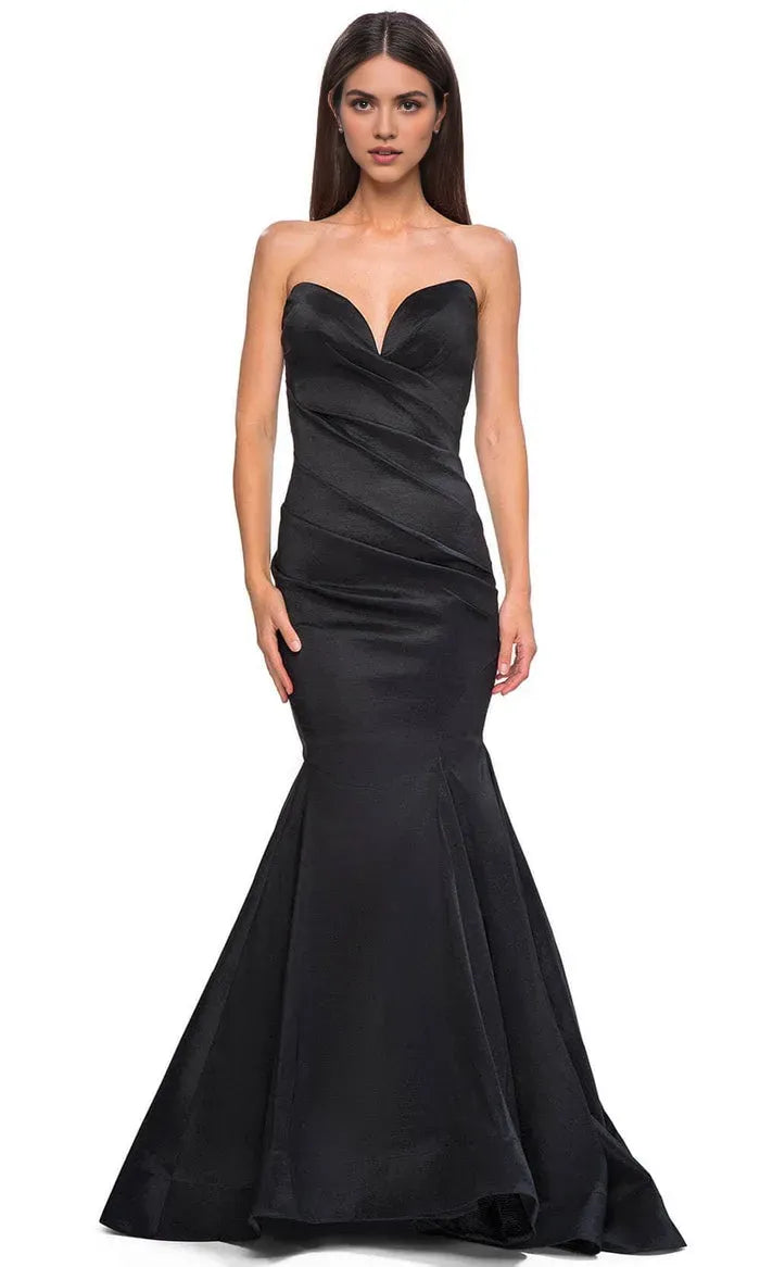 Black Satin Mermaid Prom Dress with Draped Bodice Perfect for Formal Balls and Glamorous Evening Events in Foreign Trade